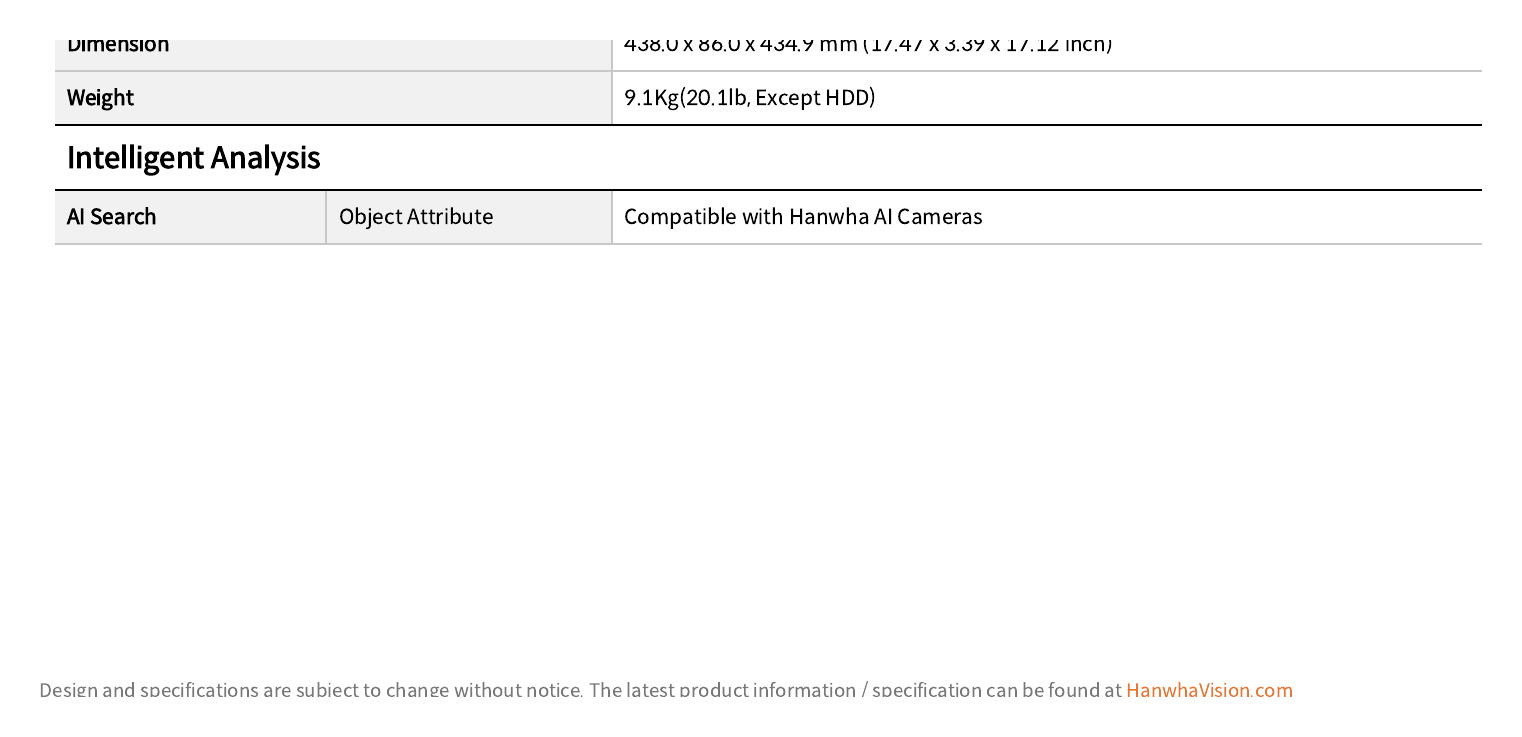 XRN-6410RB2 外形尺寸圖 438.0 x 86.0 x 434.9 mm (17.47 x 3.39 x 17.12 inch)｜重量 9.1Kg(20.1lb, Except HDD) Intelligent Analysis｜Unit: mm