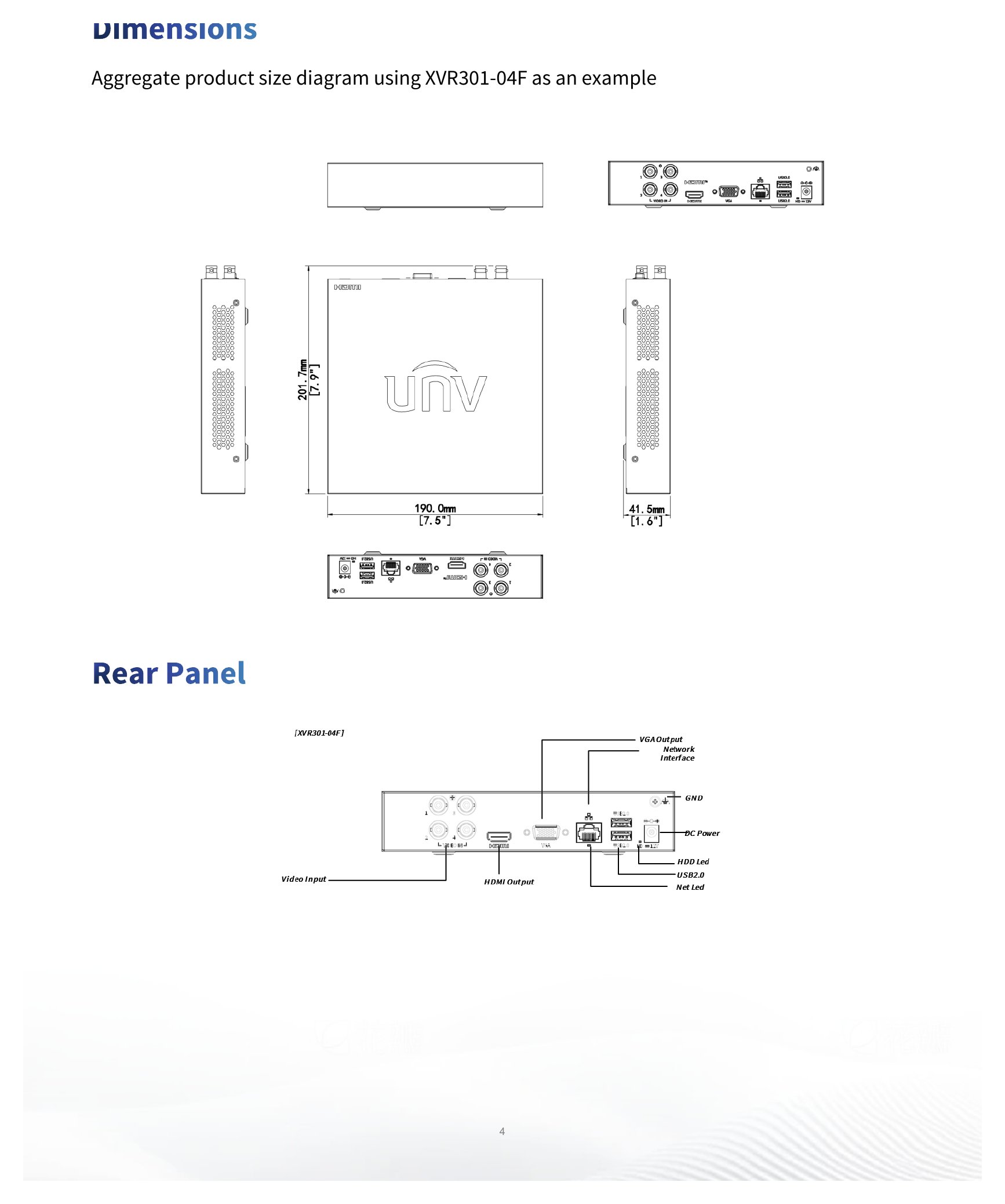 XVR301-04F 外形尺寸圖 詳見圖示｜Unit: mm