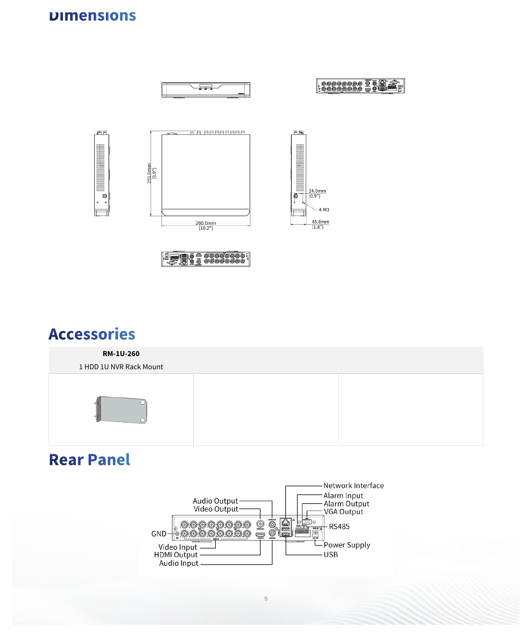 XVR301-16Q3 外形尺寸圖 260mm ×240mm× 46mm (10.2" × 9.5"×1.8")｜Unit: mm