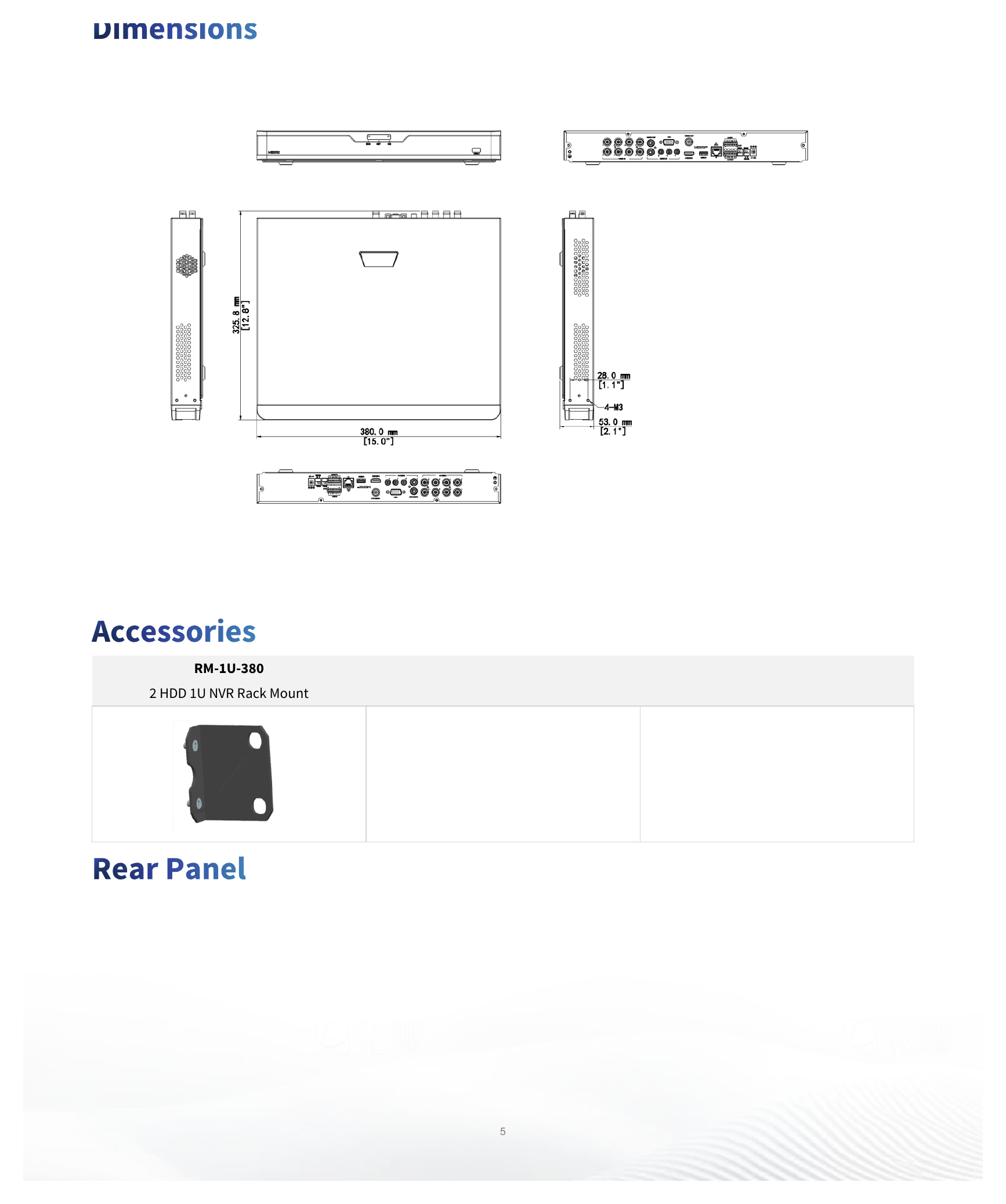 XVR302-08U3 外形尺寸圖 380mm × 326mm × 53mm (15.0" × 12.8"×2.1")｜Unit: mm