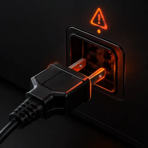 插頭鬆脫：接觸不良示意圖示